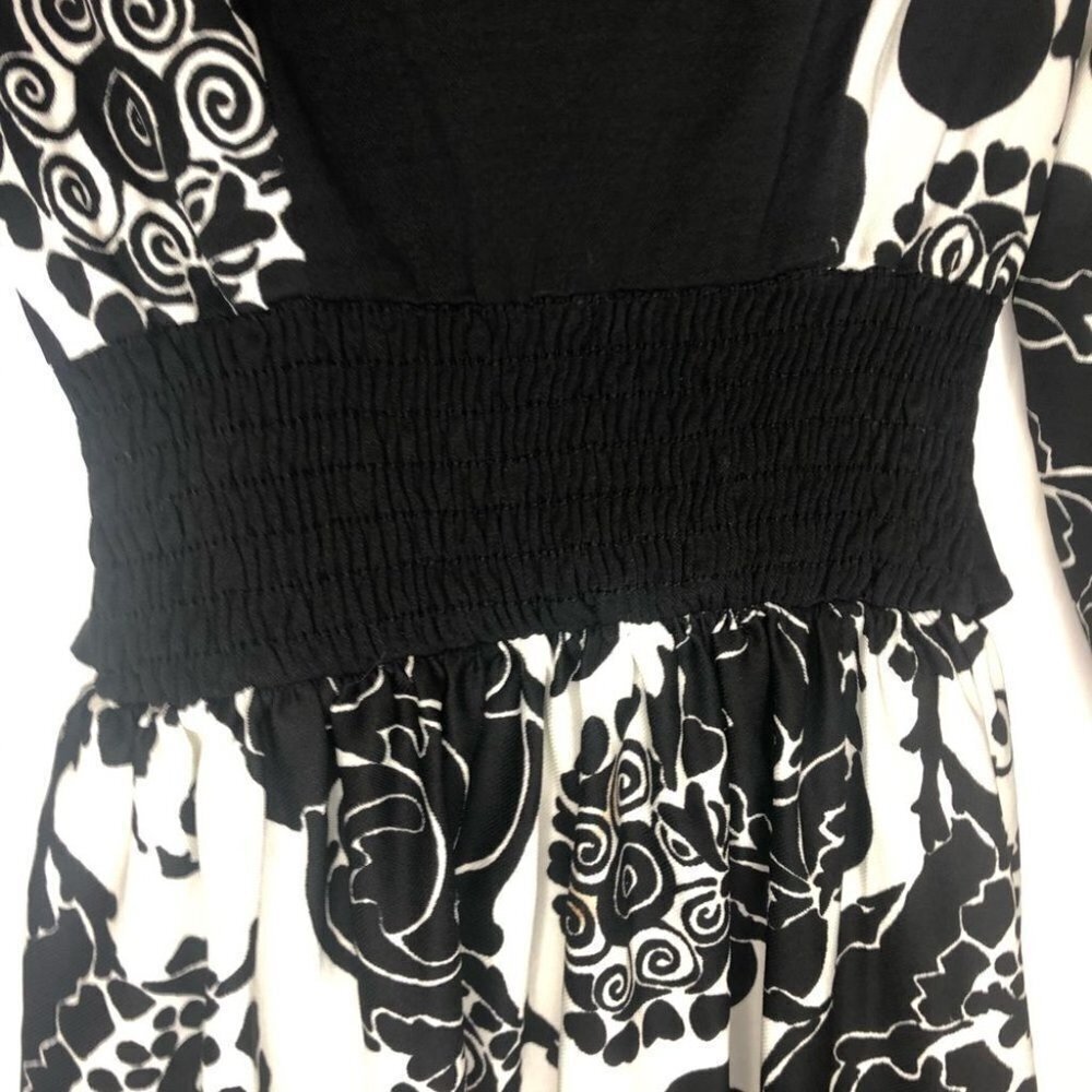 Vintage 60’s Union Label Black & White Long Sleeve Maxi Cottagecore Dress - Picture 6 of 10